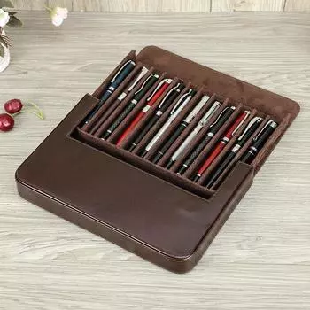 Чехол для ручек из натуральной кожи ручной работы, разноцветный, с 12 слотами, роскошная коробка для ручек, держатели для ручек, офисные школьные канцелярские принадлежности, чехол для перьевой ручки зелёный