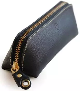 Чехол для ручек из натуральной кожи с именем, держатель для карандашей из натуральной кожи Tochigi, для взрослых, изготовлен в Японии, большой емкости, простой, фирменный, Porco Rosso, треугольник чёрный