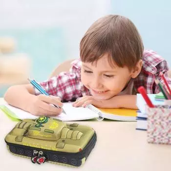 Чехол для ручек, прочный гладкий чехол на молнии, многоразовый пенал в форме бака, ящик для хранения карандашей, коробка для канцелярских принадлежностей, товары для дома синий