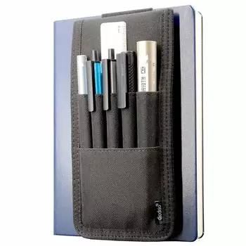 Чехол для ручки Diodrio Pen Pen Pen Sleeve для твердого переплета, вмещает несколько ручек, карандашей, линейку, прочный держатель с эластичной лентой, держатель, журнал, блокнот, книга, папка, чёрный