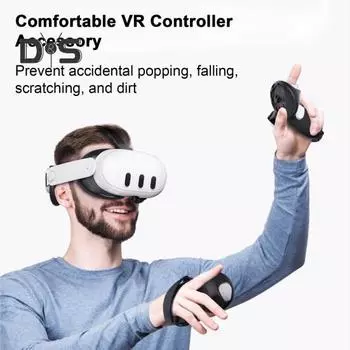 Чехол для ручки контроллера VR Противоскользящая текстура Износостойкий регулируемый дизайн Простота установки Силиконовый чехол для ручек контроллера для Meta Quest 3 чёрный