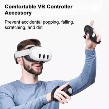 Чехол для ручки контроллера VR Противоскользящая текстура Износостойкий регулируемый дизайн Простота установки Силиконовый чехол для ручек контроллера для Meta Quest 3 чёрный