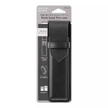 Чехол для ручки Midori Book Band Pen Case для форматов от B6 до A5 из переработанной кожи черного цвета 41479006