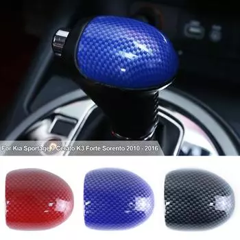 Чехол для ручки переключения передач автомобиля, чехол из углеродного волокна с рисунком черного и красного цвета для Kia Sportage 3 Cerato K3 Forte Sorento 2010-2016 серебряный