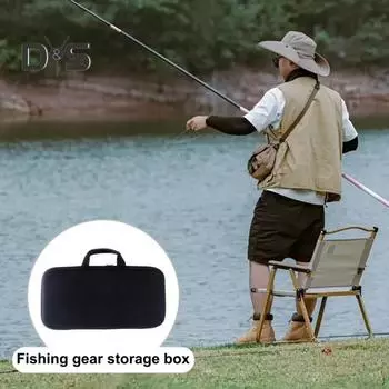 Чехол для рыболовных снастей с переносной ручкой, водонепроницаемая молния, жесткий корпус из ЭВА, удочка, катушка, приманка, аксессуары, органайзер, сумка для хранения чёрный