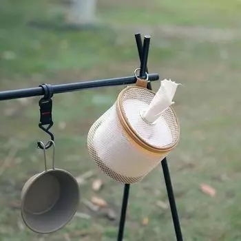 Чехол для салфеток для кемпинга на открытом воздухе, сумка для хранения рулонной бумаги, большая вместительная сумка для салфеток на молнии, держатель для салфеток, сетчатая сумка белый