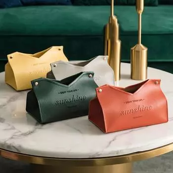 Чехол для салфеток в скандинавском стиле, складные декоративные коробки для салфеток из искусственной кожи для дома 2 жёлтый