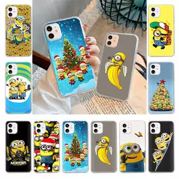 Чехол для Samsung A04 A14 A23 A34 A54 M23 M33 M52 M53 Realme 10 9 C30S C35 C55 VIVO Y02S Y21 Y51 X80 Pro Прозрачный чехол MI30 Милые миньоны VIVO Y16 эбеновый