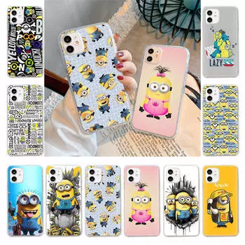 Чехол для Samsung A04 A14 A23 A34 A54 M23 M33 M52 M53 Realme 10 9 C30S C35 C55 VIVO Y02S Y21 Y51 X80 Pro Прозрачный чехол MI34 Миньоны мультфильм VIVO Y50 гагат