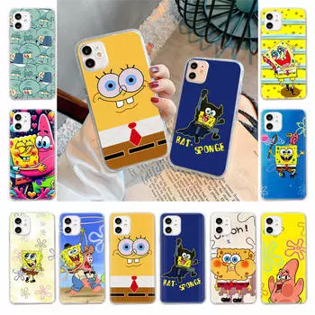 Чехол для Samsung A04 A14 A23 A34 A54 M23 M33 M52 M53 Realme 10 9 C30S C35 C55 VIVO Y02S Y21 Y51 X80 Pro Прозрачный чехол SI44 Мультфильм Губка Боб Infinix Hot 30i NFC олений