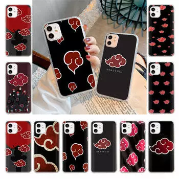 Чехол для Samsung A04 A14 A23 A34 A54 M23 M33 M52 M53 Realme 10 9 C30S C35 C55 VIVO Y02S Y21 Y51 X80 Pro Прозрачный чехол WI50 Akatsuki Naruto Cloud Infinix Hot 11S эбеновый