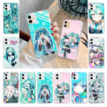 Чехол для Samsung A04 A14 A23 A34 A54 M23 M33 M52 M53 Realme 10 9 C30S C35 C55 VIVO Y02S Y21 Y51 X80 Pro Прозрачный чехол WI70 Hatsune Miku VIVO Y11S эбеновый