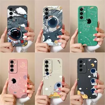 Чехол для Samsung A15 A35 S24 Ultra A55 S24 + Чехлы с милым узором космонавта Супер противоударные жидкие мягкие силиконовые чехлы для телефонов для Galaxy M15 F15 5G Capas Samsung A15