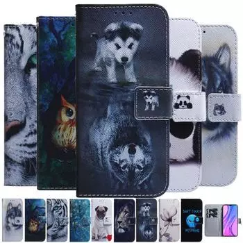 Чехол для Samsung A51 A71 A21s A11 A31 A41 A21 A01 M21 M11 M31 M30s 5g Panda Dog Tiger Lion Раскрашенная книга Флип кожаный чехол для телефона For A40