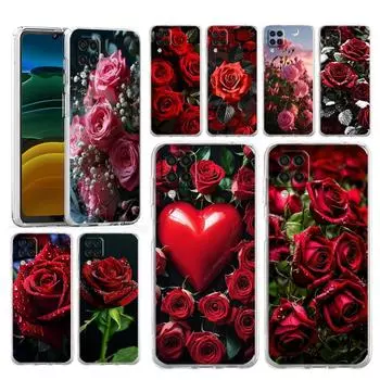 Чехол для Samsung A54 A52 A50 A70 A10 A30 A40 A20S A20E A02S A12 A14 A22 A24 A42 A34 A32 5G A04s, чехол с красивыми цветами красной розы Samsung A32 4G
