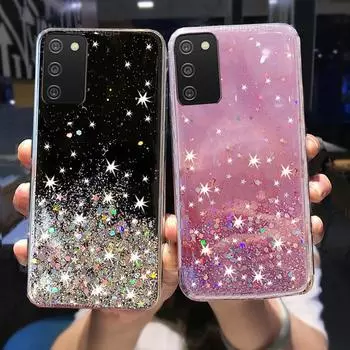 Чехол для Samsung Galaxy A02S A02 A82 A22 Bling Glitter Sky Stars Мягкая задняя крышка из ТПУ для Galaxy M32 M42 5G 4G Чехлы для телефонов Coque Samsung Galaxy M42 5G чёрный