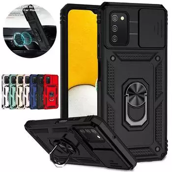 Чехол для Samsung Galaxy A02S A03S, защитный чехол для камеры Samsung A02 S A03 S, защитный чехол с магнитным кольцом, задняя крышка For Galaxy A03S 164 чёрный