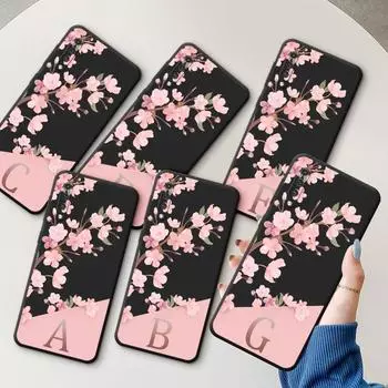 Чехол для Samsung Galaxy A03s A04s A10 A10s A20e A03 Core A04 A02 A01 A40 A50 A70 A02s с розовыми цветами, буквенная буква A, чехол Samsung A10