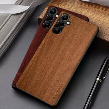 Чехол для Samsung Galaxy A05s A05, уникальный дизайн, легкий чехол из искусственной кожи с деревянным узором A05S чёрный