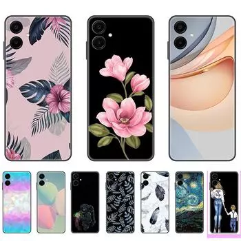 Чехол для Samsung Galaxy A06 черный милый мультяшный 6.7 дюймов мягкий чехол Sinlicon на GalaxyA 06 полная защита бампер белый