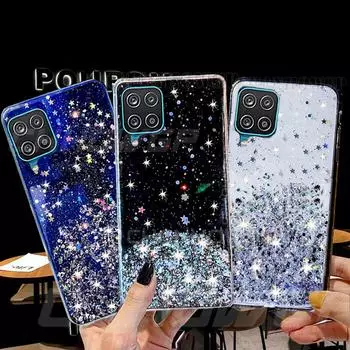 Чехол для Samsung Galaxy A12, блестящая задняя крышка со звездой для Samsung A12 A125F A125, мягкий силиконовый чехол из ТПУ для Samsung A12 A 12, чехлы для телефонов 5G, 6,5 дюйма Samsung Galaxy A12 розовый