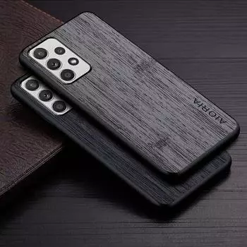 Чехол для Samsung Galaxy A13 4G, чехол из натуральной кожи с рисунком бамбука и дерева, роскошный чехол для Samsung Galaxy A13, чехол чёрный