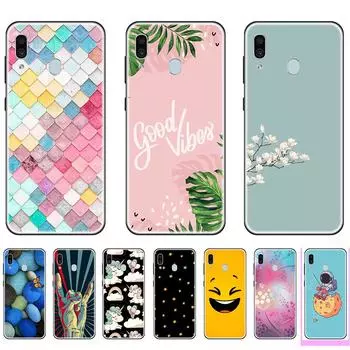 Чехол для Samsung Galaxy A30 GalaxyA30 черный роскошный мягкий TPU 6.4 дюйма задние чехлы полная защита противоскользящий бампер ультра тонкий A30-Style 1