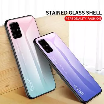 Чехол для Samsung Galaxy A30S A70 A71 A80 A90 A81 A7 A8 A9 2018 A8 A9 Star J7Prime 2, чехол с градиентом Aurora, закаленное стекло, мягкая рамка, задняя крышка, чехол для телефона For Samsung Galaxy A30S белый