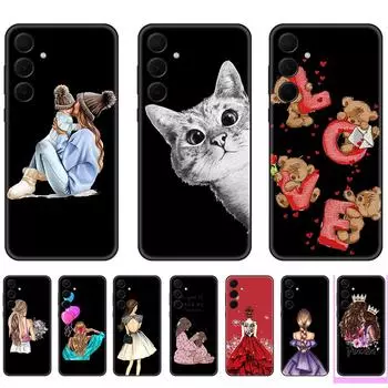 Чехол для Samsung Galaxy A35 GalaxyA35 роскошный черный чехол мягкий чехол TPU симпатичные чехлы полная защита ультратонкий бампер SM-A356E A35-Style 1