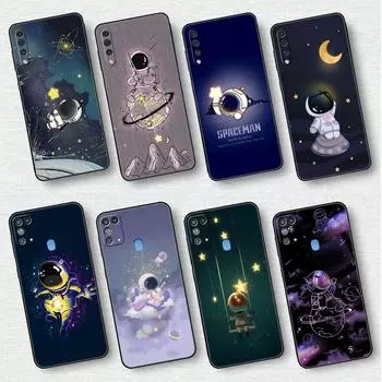 Чехол для Samsung Galaxy A50 A70 A30 A20s A20e A10 A40 A10s A10e M52 M51 M31 M30s M21 M13 5G черный чехол для телефона астронавт милый Samsung A70