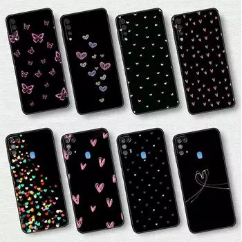 Чехол для Samsung Galaxy A50 A70 A30 A20s A20e A10 A40 A10s A10e M52 M51 M31 M30s M21 M13 5G, черный чехол для телефона с милым сердечком любви Samsung A70