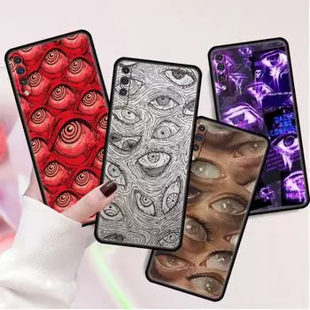 Чехол для Samsung Galaxy A50 A70 A30 A20s A20e A10 A40 A10s A10e M52 M51 M31 M30s M21, черный чехол для телефона, страшное лицо, глаза, смайлик Samsung A60