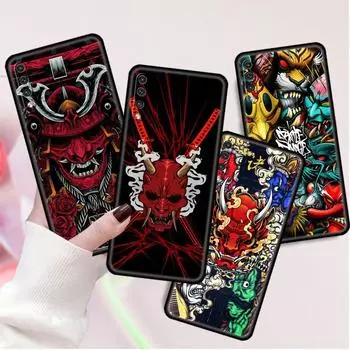 Чехол для Samsung Galaxy A50 A70 A30 A20s A20e A10 A40 A10s A10e M52 M51 M31 M30s M21 черный чехол для телефона самурай они маска Samsung A60