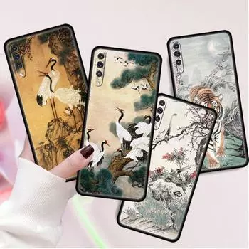 Чехол для Samsung Galaxy A50 A70 A30 A20s A20e A10 A40 A10s A10e M52 M51 M31 M30s M21 черный чехол для телефона Tiger Crane ART Samsung A60