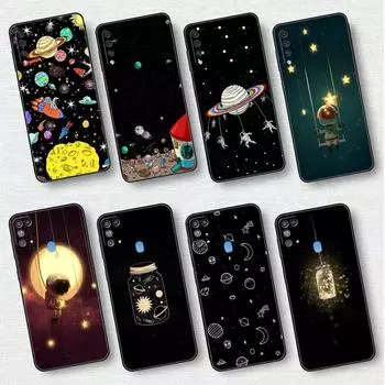 Чехол для Samsung Galaxy A50 A70 A30 A20s A20e A10 A40 A10s A10e M52 M51 M31 M30s M13 5G черный чехол для телефона астронавт космический корабль Samsung A70