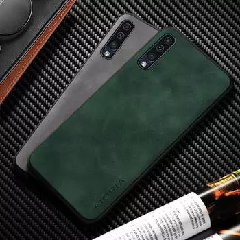 Чехол для Samsung Galaxy A50 A70 A50S A30S A40 A10, шелковистый на ощупь, устойчивый к отпечаткам пальцев, прочный кожаный чехол, основа A50 светло-серый
