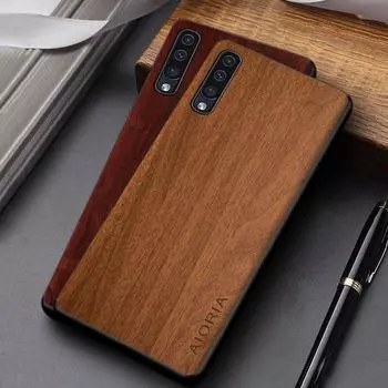Чехол для Samsung Galaxy A50 A70 A50S A30S A40 A10, простой уникальный дизайн, легкий чехол из искусственной кожи с деревянным узором, чехол A50 чёрный