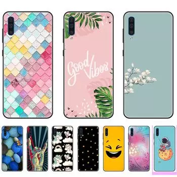 Чехол для Samsung Galaxy A50 черный 6.4 дюйма Tpu противоударный Полная защита Ультратонкий Роскошный A50-Style 1