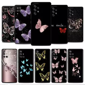 Чехол для Samsung Galaxy A52 A12 A32 A51 A21s A71 A13 A53 A22 A31 A72 A03 A02s A41 черный чехол для телефона красивая розовая бабочка Samsung A52 4G(5G)