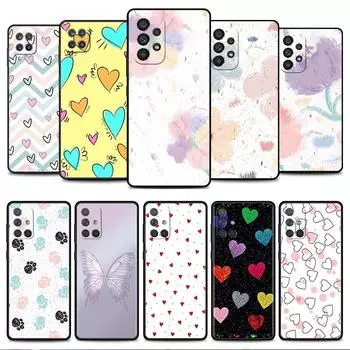 Чехол для Samsung Galaxy A52 A12 A32 A51 A21s A71 A13 A53 A22 A31 A72 A03 A02s A41, черный чехол для телефона с сердечком любви Samsung A52 4G(5G)