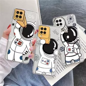 Чехол для Samsung Galaxy A52 A12 A51 A71 A32 A21s A22 A53 A23 A13 A03 A02 A41 A33 A11 A72 A73, милый чехол для телефона с изображением космонавта Samsung A53 5G