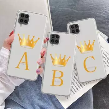 Чехол для Samsung Galaxy A52 A12 A51 A71 A32 A21s A22 A53 A23 A13 A03 A02 A41 A33 A11 A72 A73 Phone Cove Crown Letters ABC Samsung A53 5G