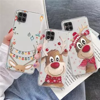 Чехол для Samsung Galaxy A52 A12 A51 A71 A32 A21s A22 A53 A23 A13 A03 A02 A41 A33 Phone Cove Christmas New Year Gifts Elk Snow Samsung A53 5G