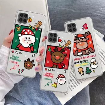 Чехол для Samsung Galaxy A52 A12 A51 A71 A32 A21s A22 A53 A23 A13 A03 A02 A41 A33 A11 A72 A73, чехол для телефона, милый рождественский снеговик Samsung A53 5G