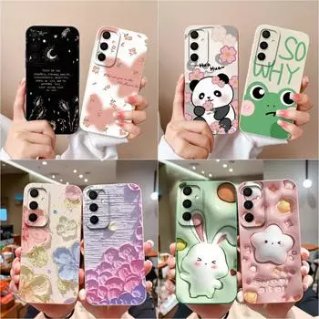 Чехол для Samsung Galaxy A55 S22 S23 M34 A05 A15 C55 F15 S24, чехол для телефона с милым кроликом и мультяшным узором, жидкий силиконовый противоударный бампер для Samsung Samsung M55 5G