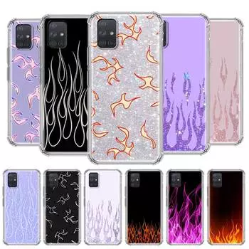 Чехол для Samsung Galaxy A71 A51 A21S A50 A70 A12 A02S A31 A11 M51 M31, прозрачный силиконовый чехол для телефона с подушкой безопасности, красный, черный, Art Flame Samsung A71