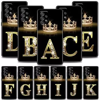 Чехол для Samsung Galaxy A72 A52 A53 A71 A91 A51 A41 Note 20 Ultra 8 9 10 Plus 5G Чехол с золотой бриллиантовой короной и буквой AIJL Samsung Note 8
