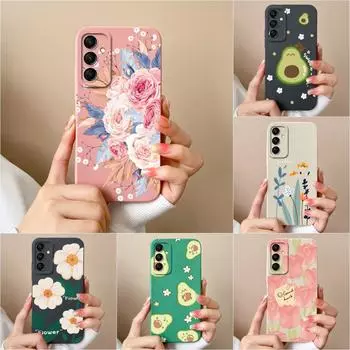 Чехол для Samsung Galaxy C55 A06 A16 S24 FE M35 M55 бампер матовый силиконовый мягкий защита камеры роскошный авокадо цветочный узор корпус телефон сумки Samsung M55 5G