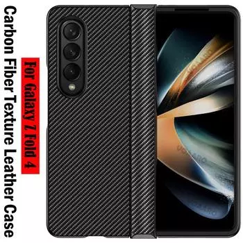 Чехол для Samsung Galaxy Fold 4, защитный шарнир, полное покрытие для Galaxy Z Fold 4, чехол из углеродного волокна с текстурой, искусственная кожа For Galaxy Z Fold 4