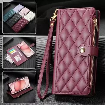 Чехол для Samsung Galaxy iPhone Xiaomi Redmi из искусственной кожи с откидной крышкой и браслетом iPhone 7/8/SE 2020/2022 красный